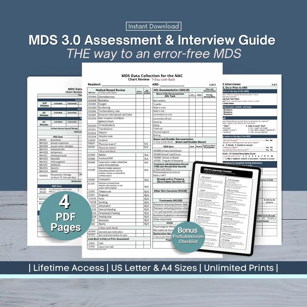 Pdpm Mds Cheat Sheets Etsy