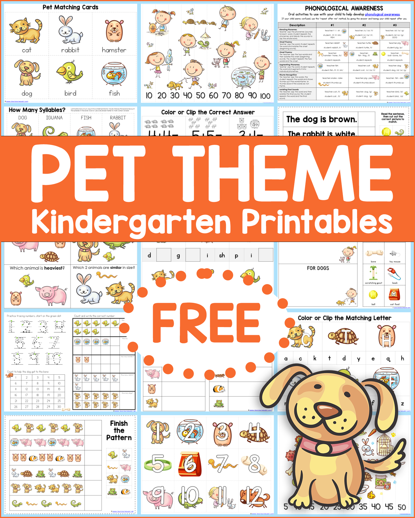 Pet Theme Kindergarten Printables 1 1 1 1