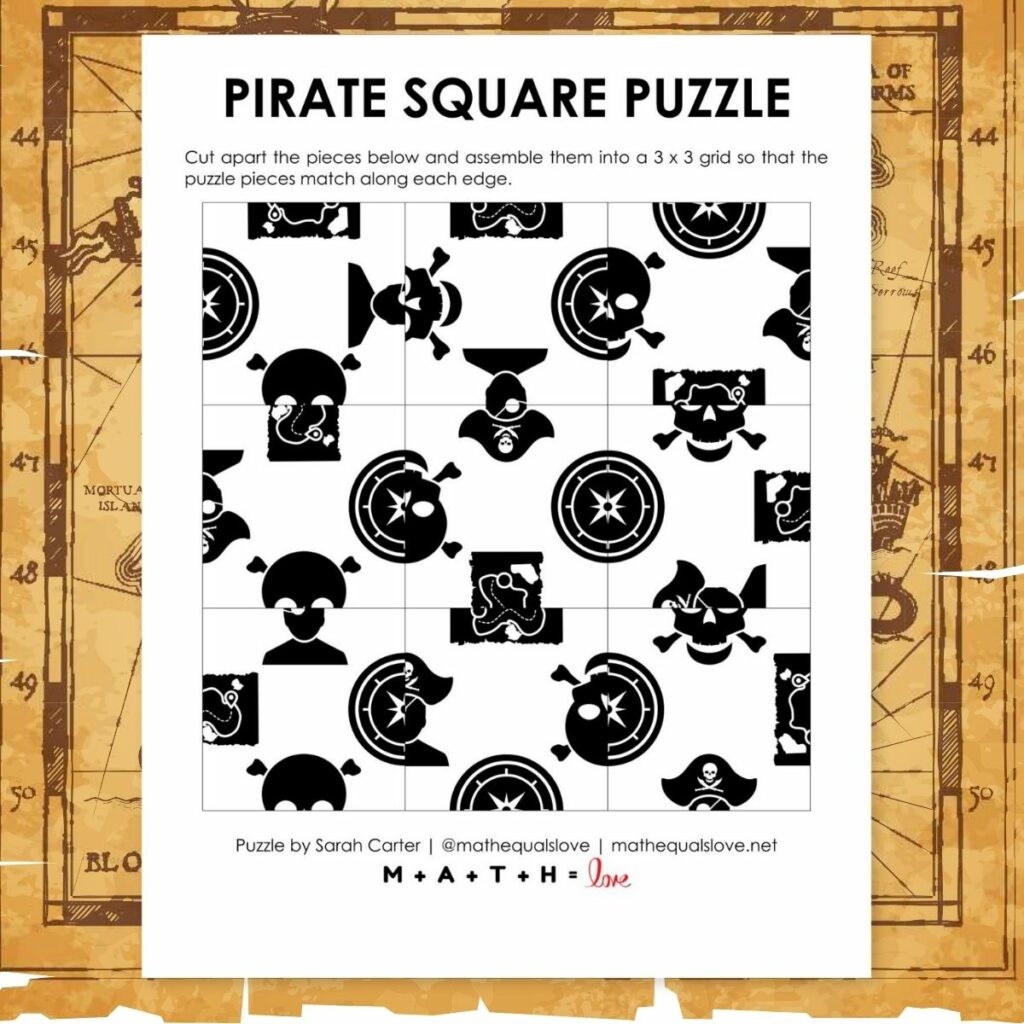 Pirate Square Edge Matching Puzzle Math Love