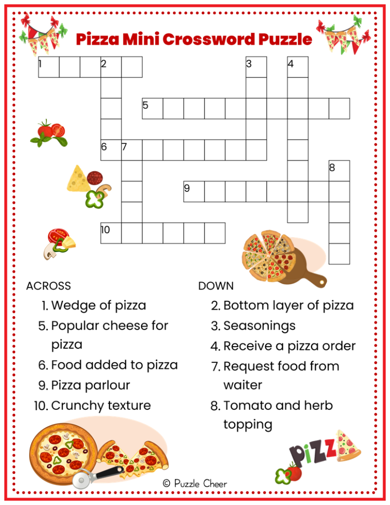 Cooking Crossword Puzzles Printable
