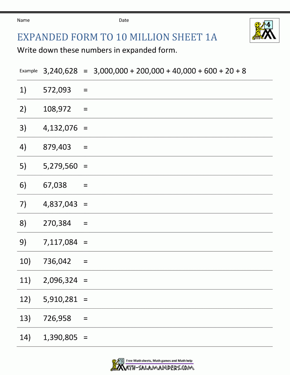 Free Printable Values Worksheets