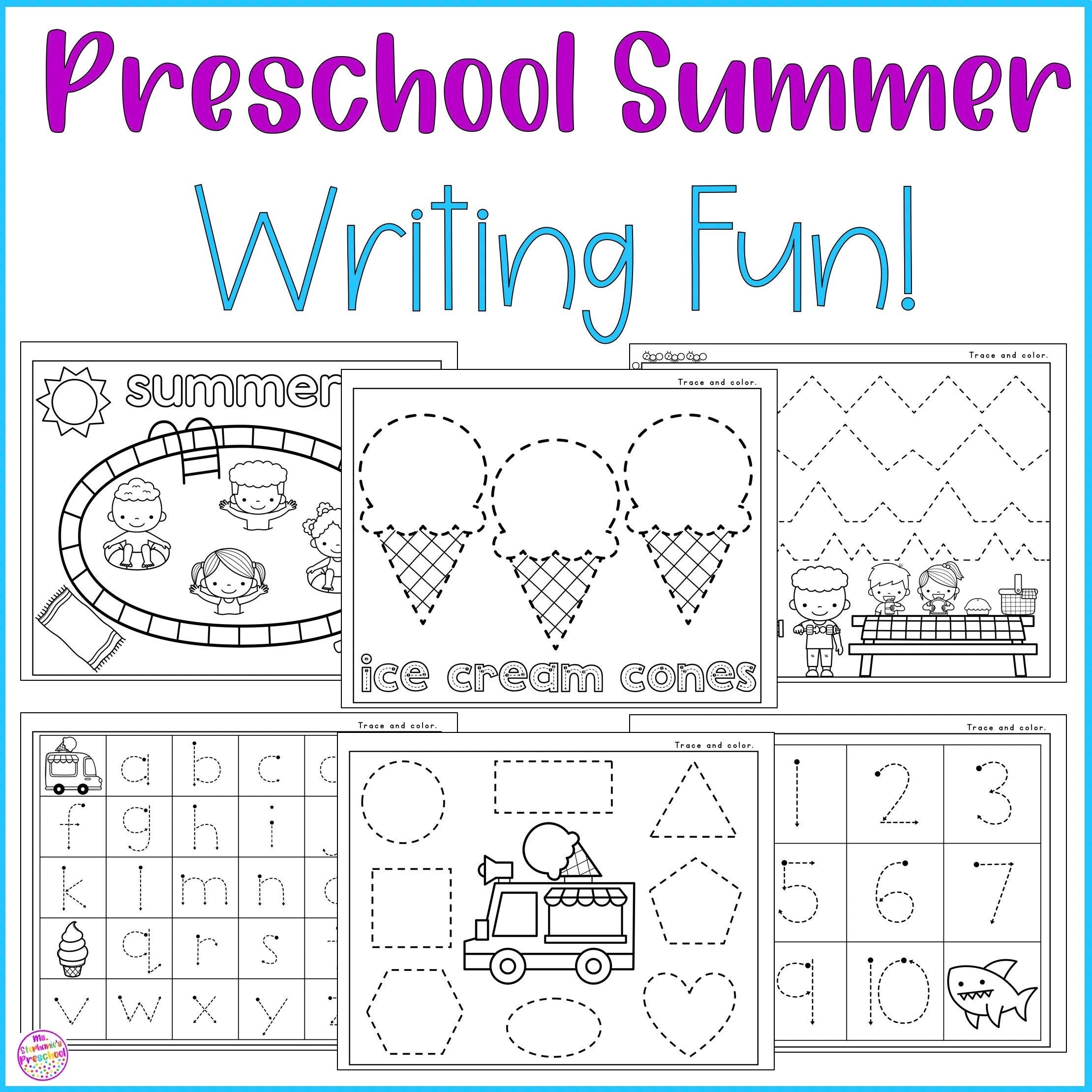 Preschool Summer Worksheets Coloring Activities Prek Summer 