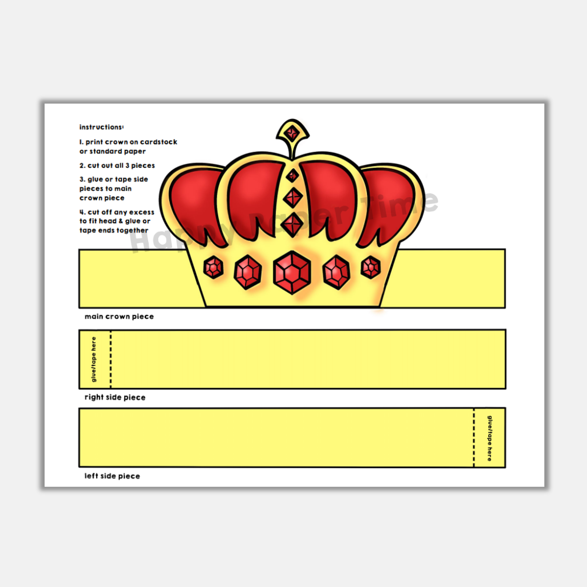Prince King Paper Crowns Printable Royal Coloring Costume Craft 