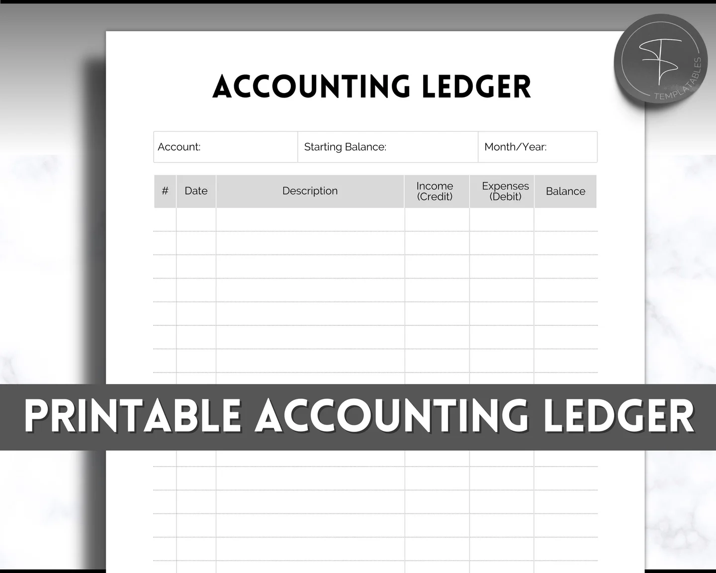 Printable Ledger Template