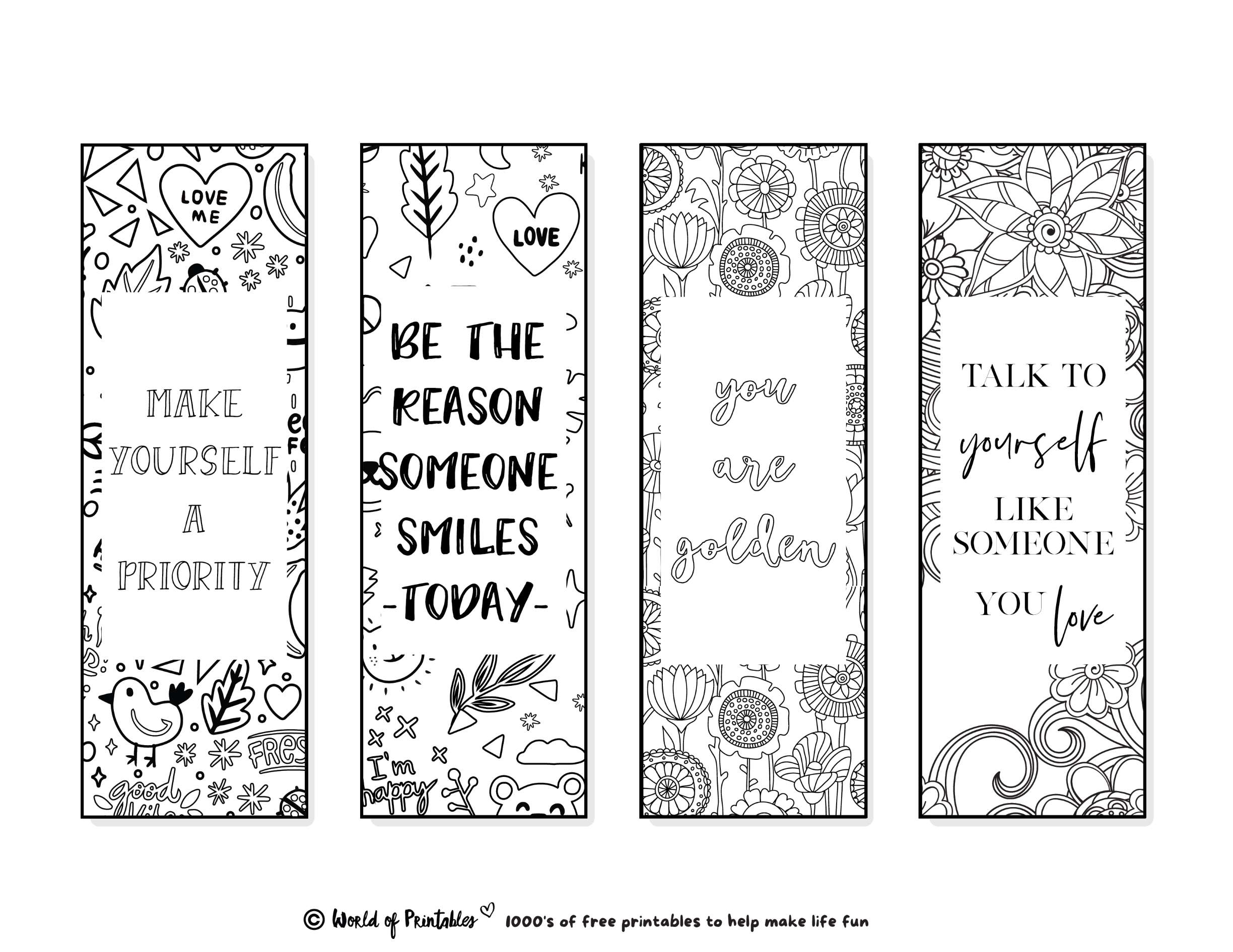 Printable Bookmarks To Color 120 For Adults amp Kids World Of 