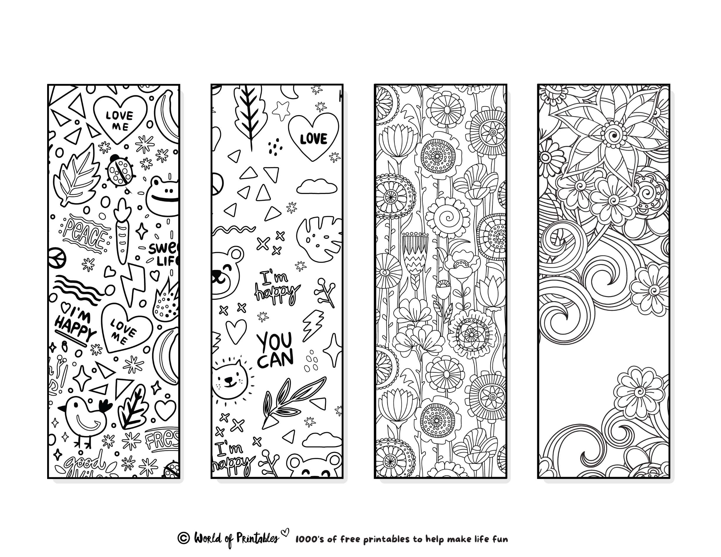 Printable Bookmarks To Color 120 For Adults amp Kids World Of 