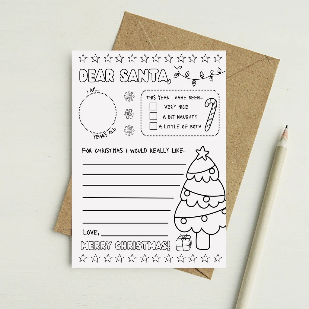 Printable Coloring Letter To Santa Template