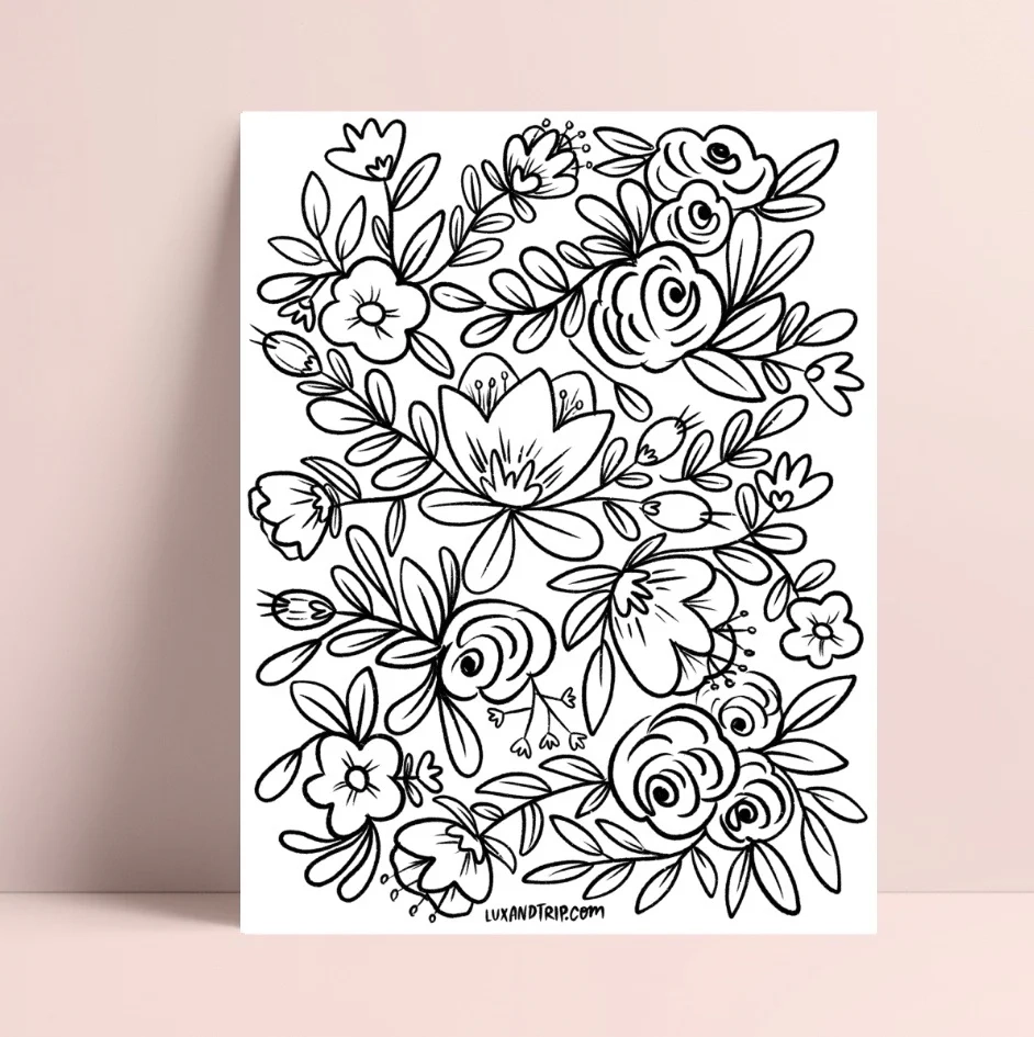 Printable Coloring Pages Flowers Designs