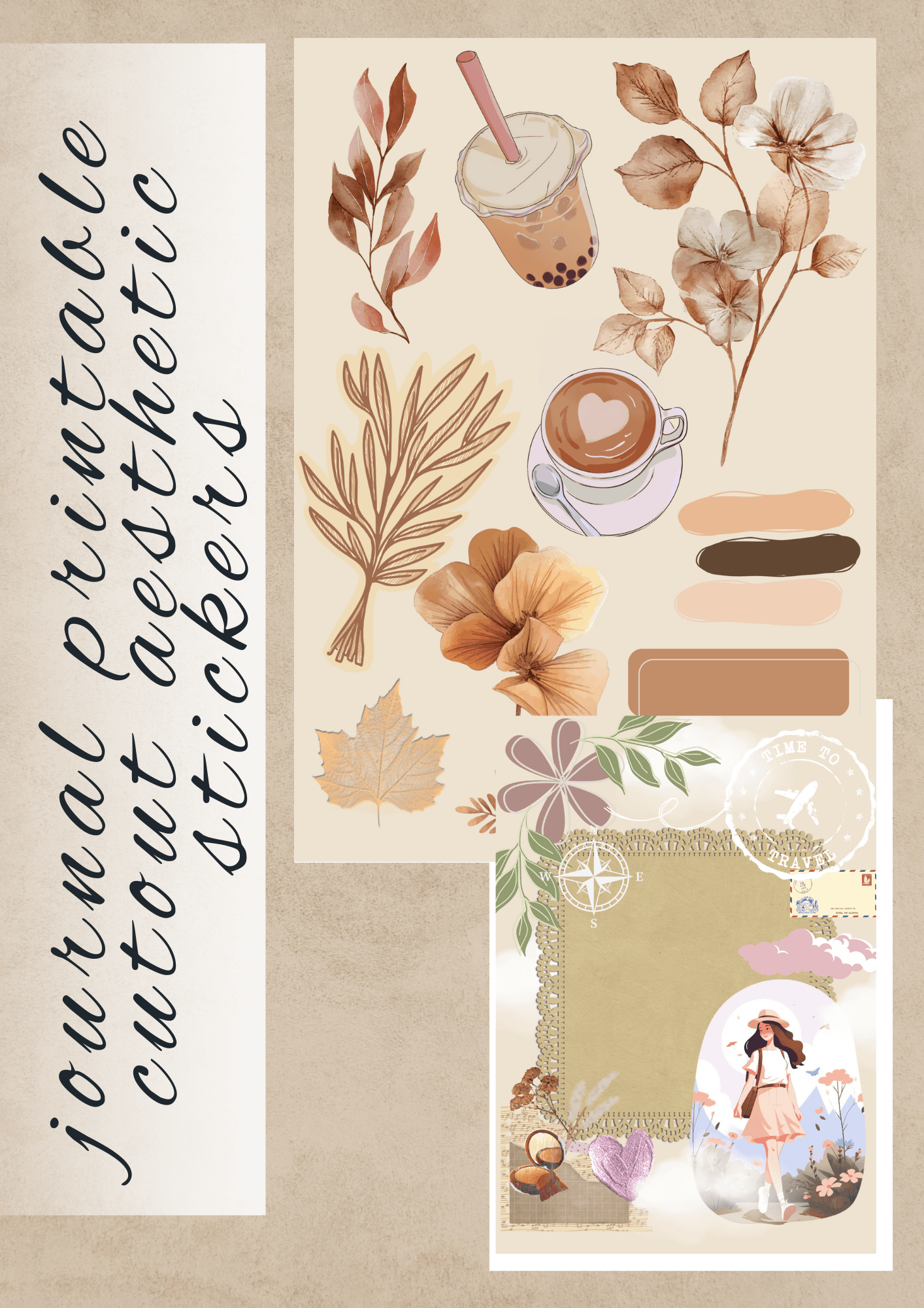 Printable Journal Cutout Aesthetic Stickers And Journal Pages By 