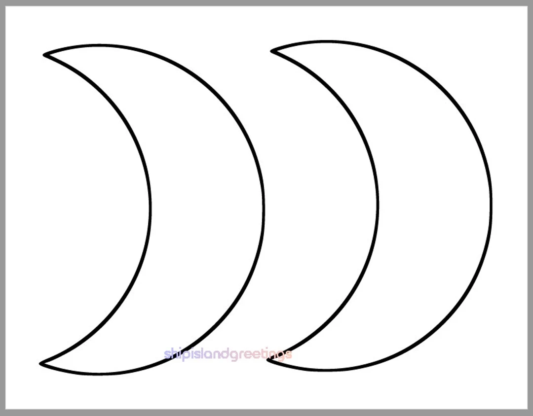 Printable Moon Template large Crescent Moon Cutout 7 Inch Crescent 