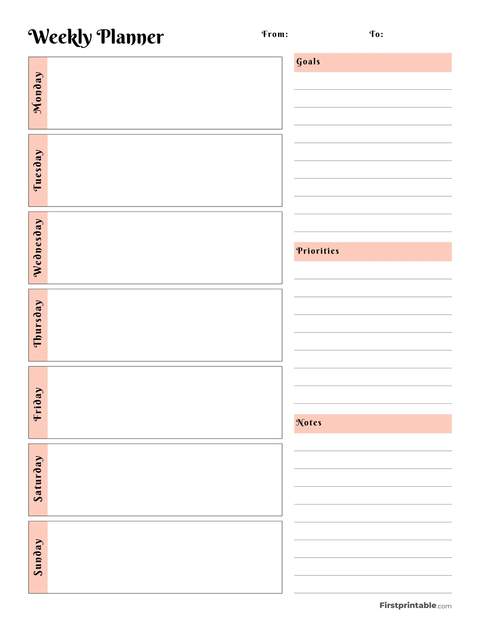 Printable Weekly Calendar amp Planner Free Templates