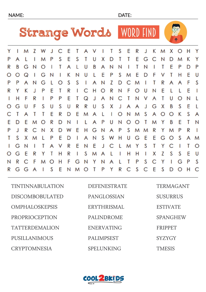 Word Find Puzzles Printable Free Adults