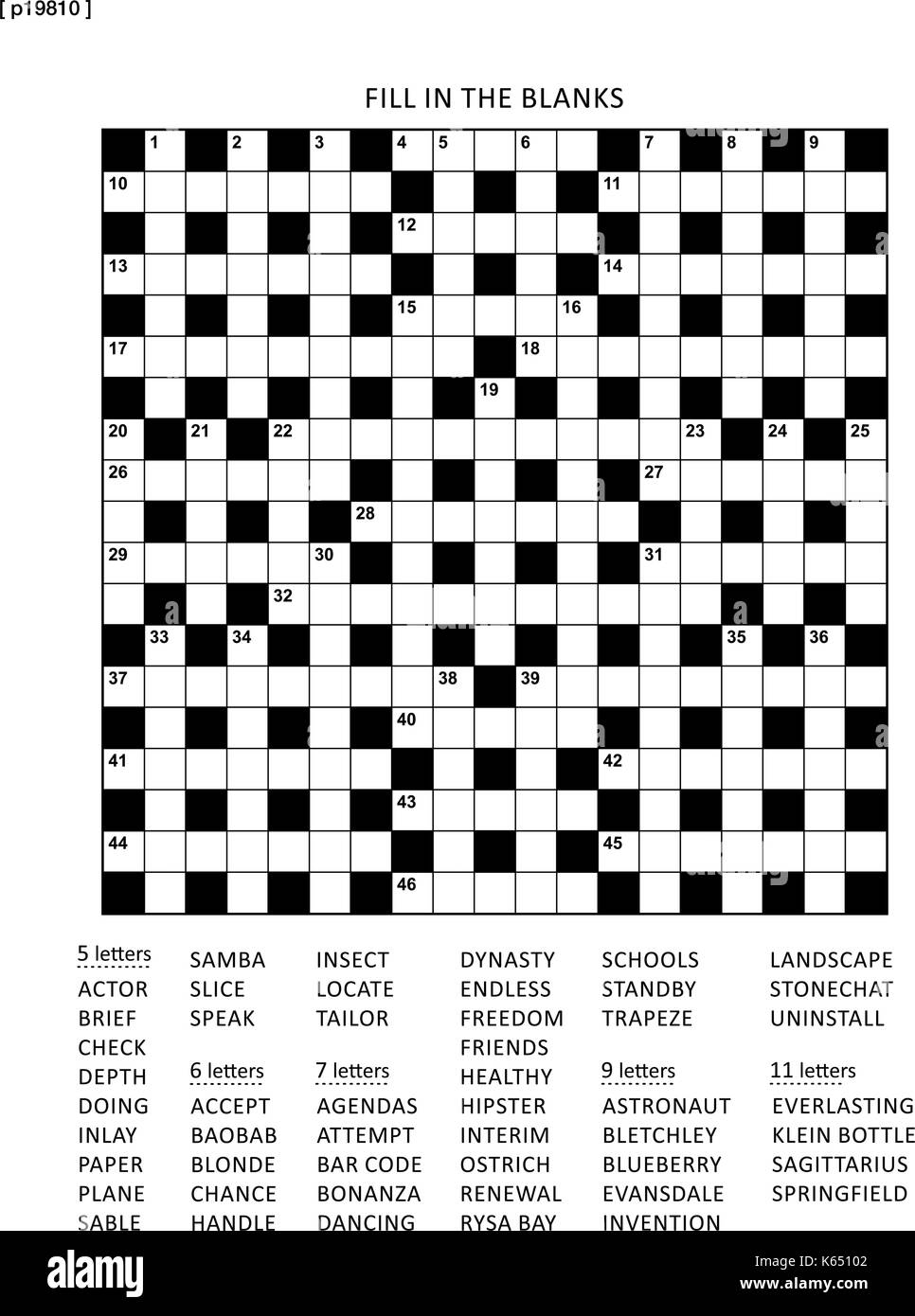 Puzzle Page With 19x19 Criss cross or Fill In Else Kriss kross 