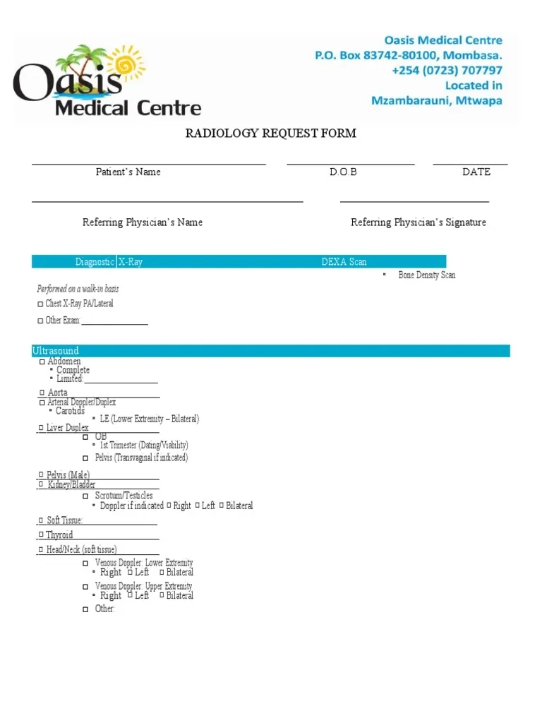 X Ray Request Forms