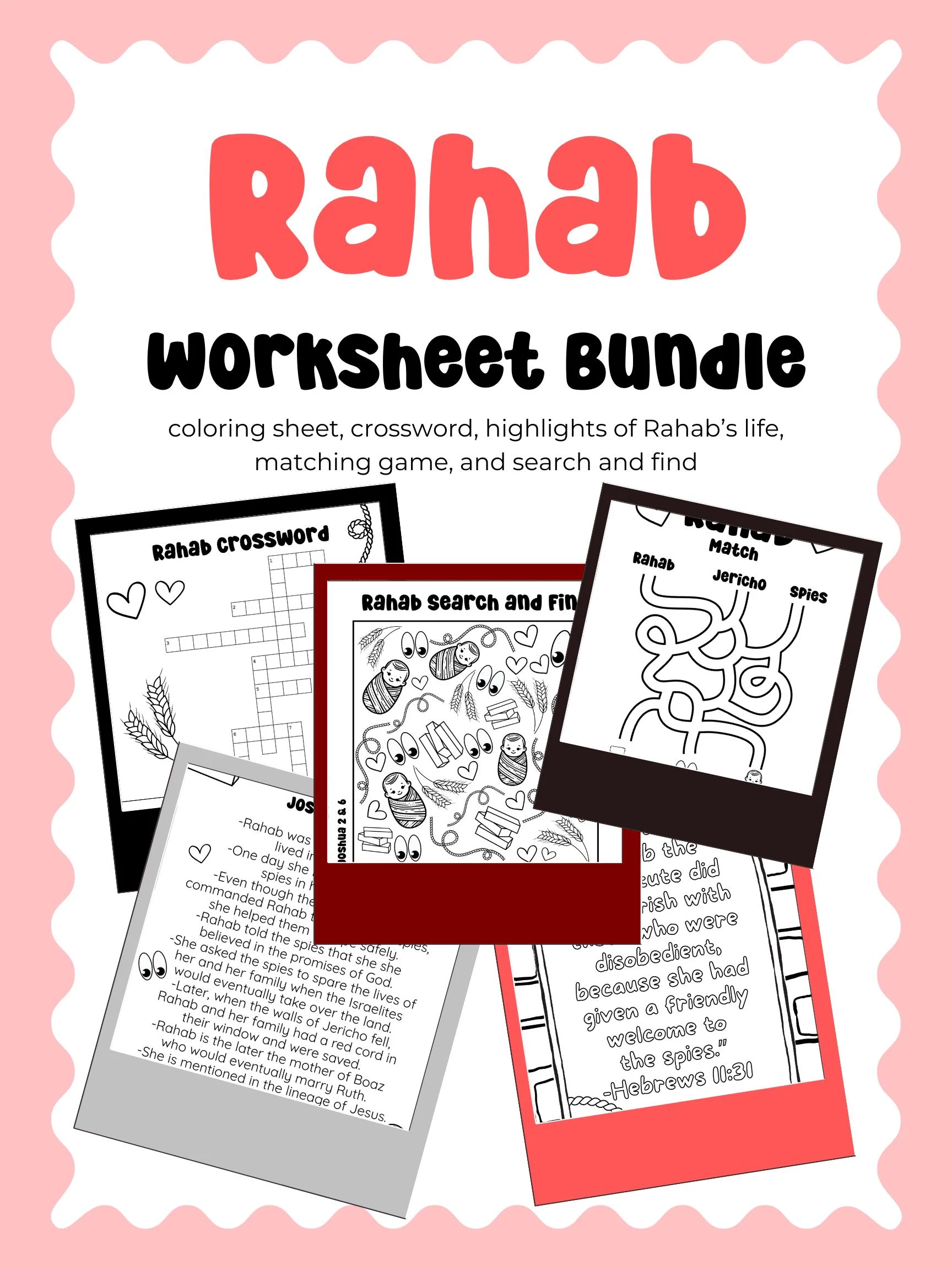 Rahab Bible Story Worksheets For Sunday School Children s Church 