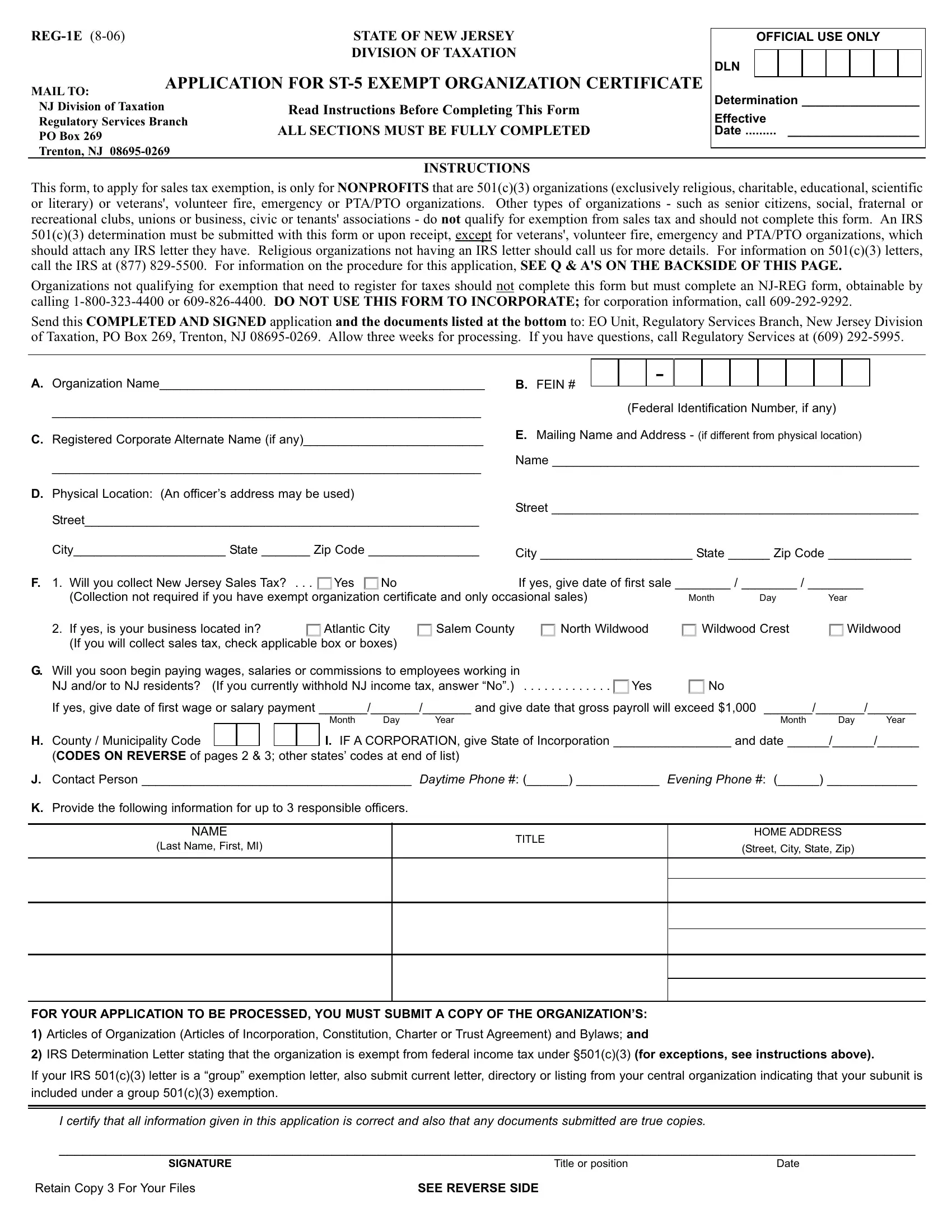 Reg 1E Form Fill Out Printable PDF Forms Online