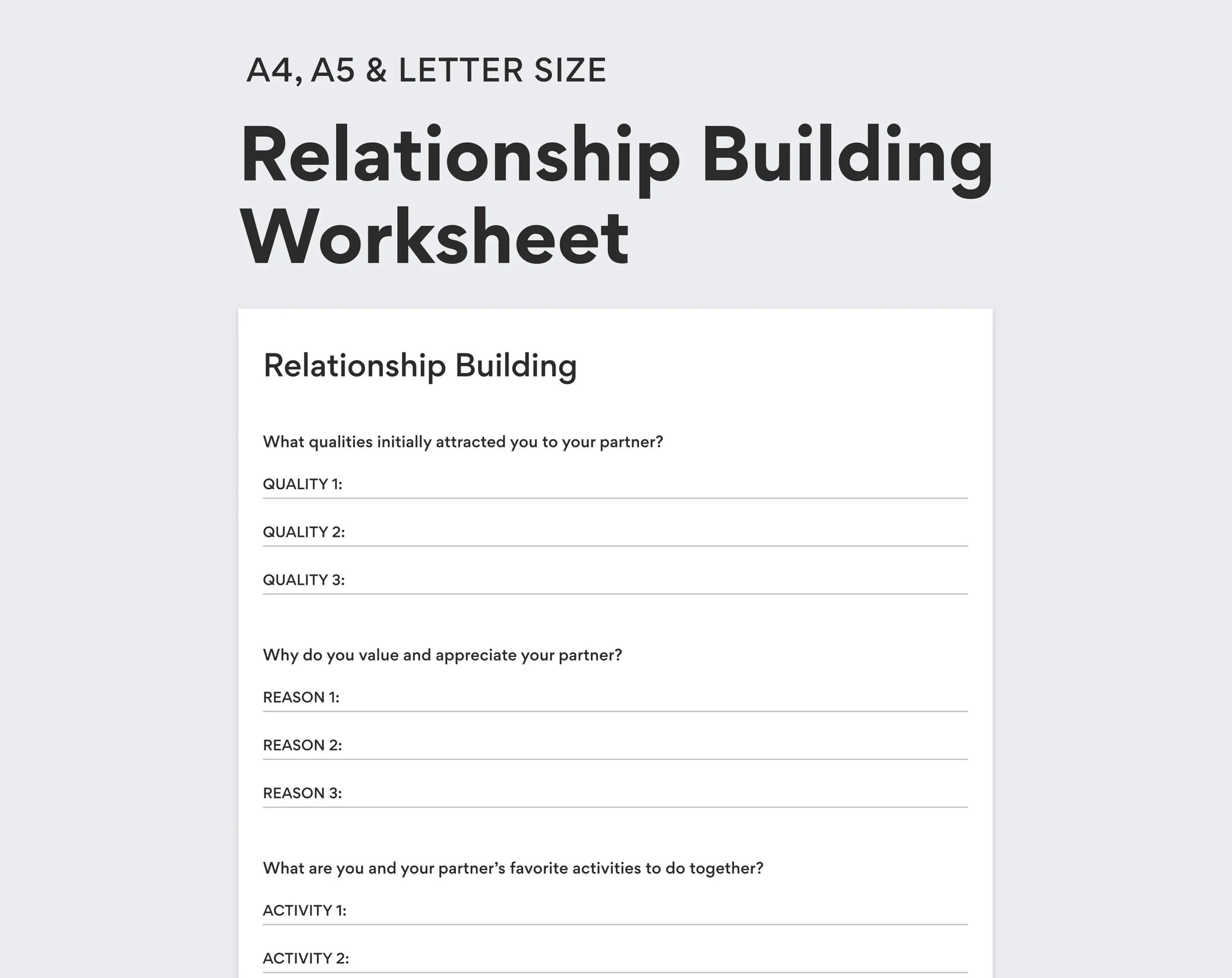 Worksheets To Help Couples Communicate