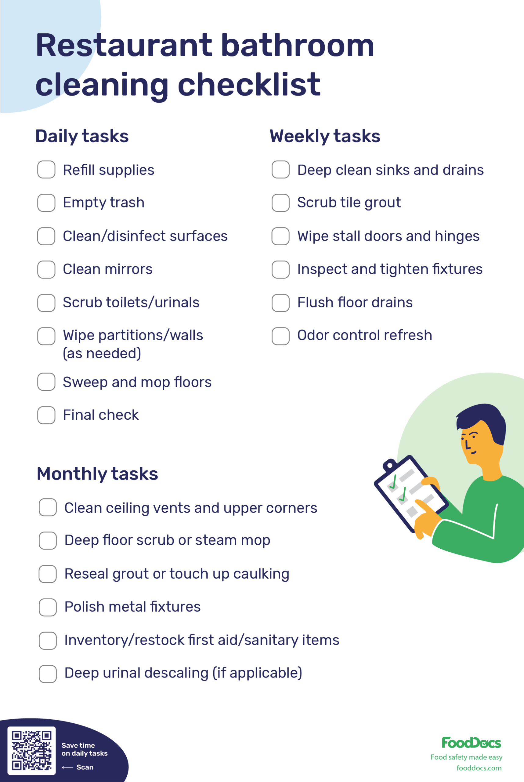 Restroom Cleaning Checklist And Log Template Free Download