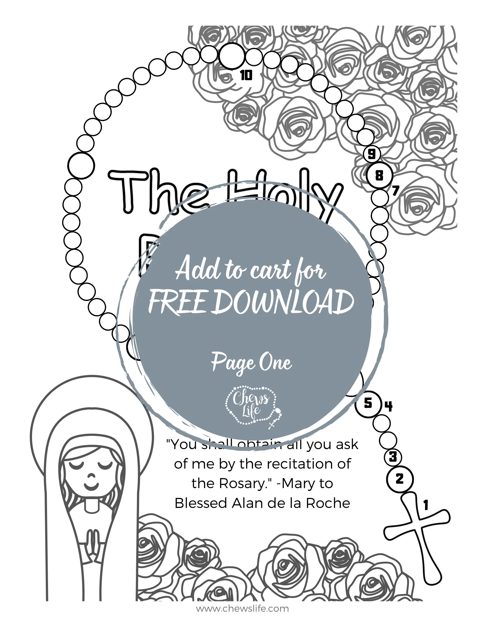 Rosary Coloring Pages Free amp Printable Chews Life