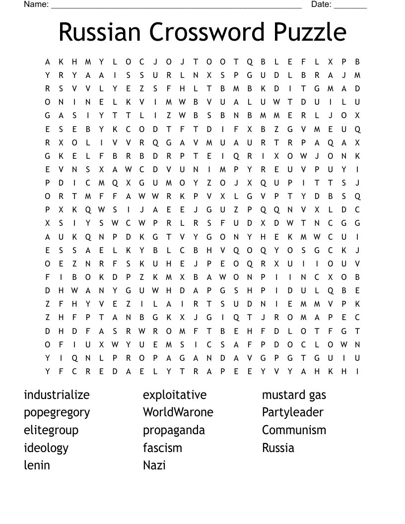 Russian Crossword Puzzle Word Search WordMint