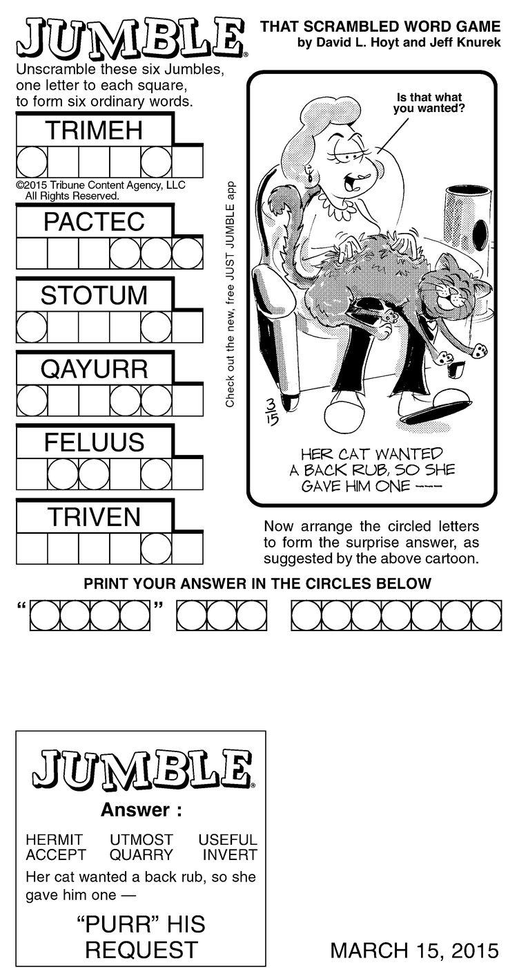 Free Daily Printable Jumble Puzzles