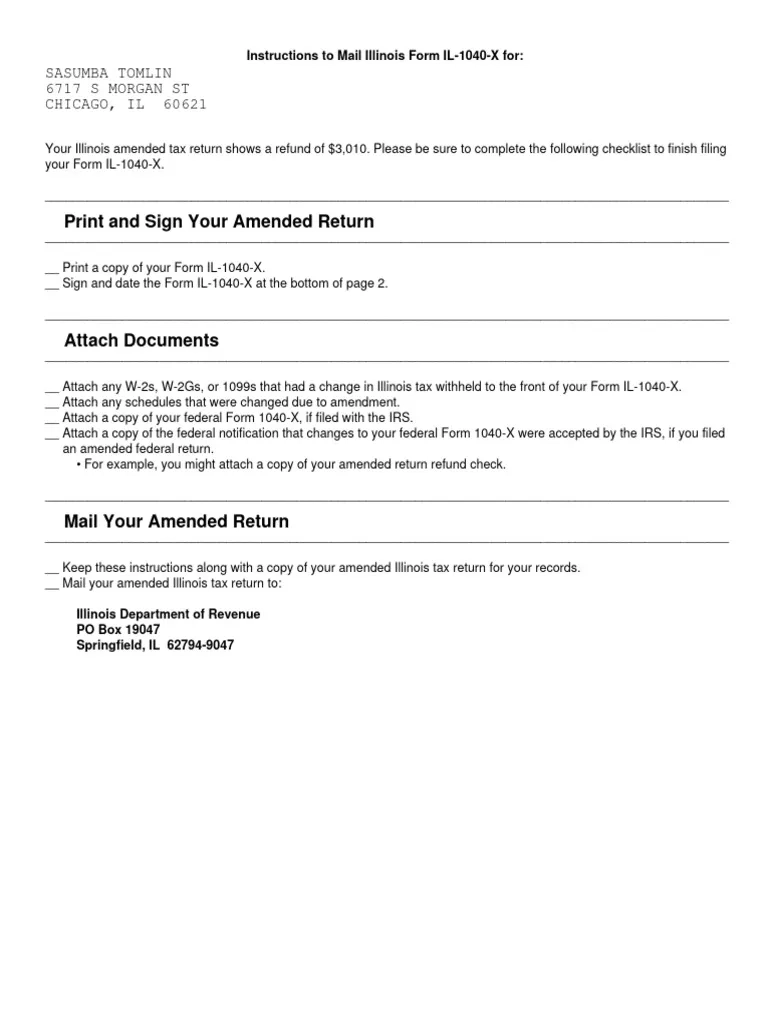 Sasumbatomlin19 IL 1040Xsgsgfg PDF Tax Refund Irs Tax Forms
