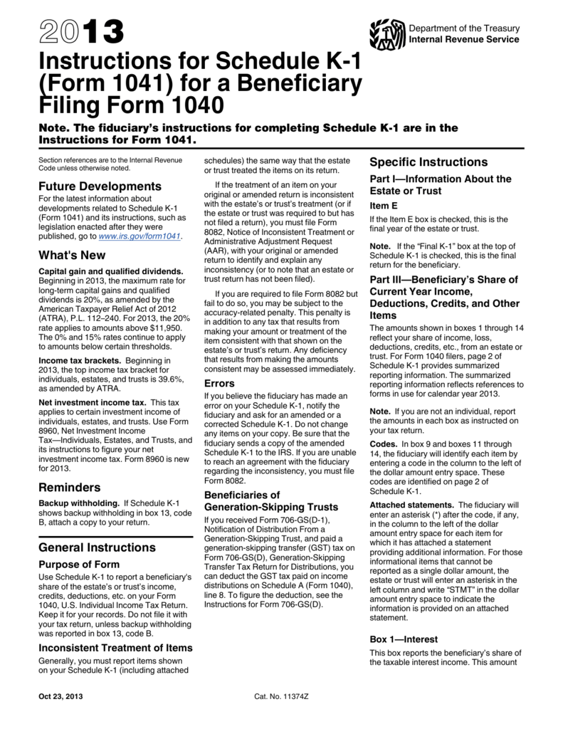 Irs Form 1041 Instructions