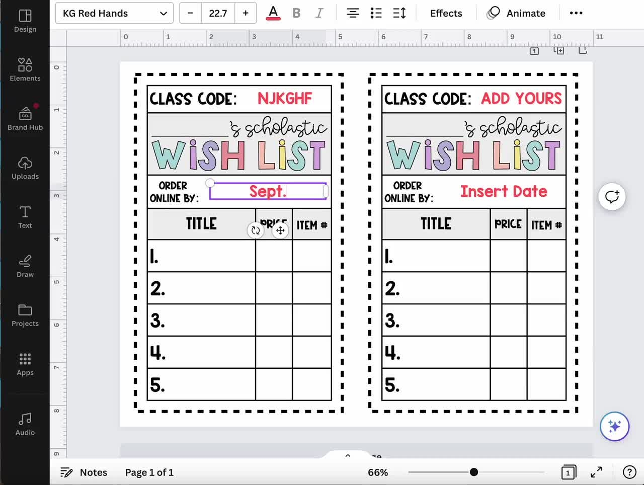 Book Fair Wish List Template Free Printable