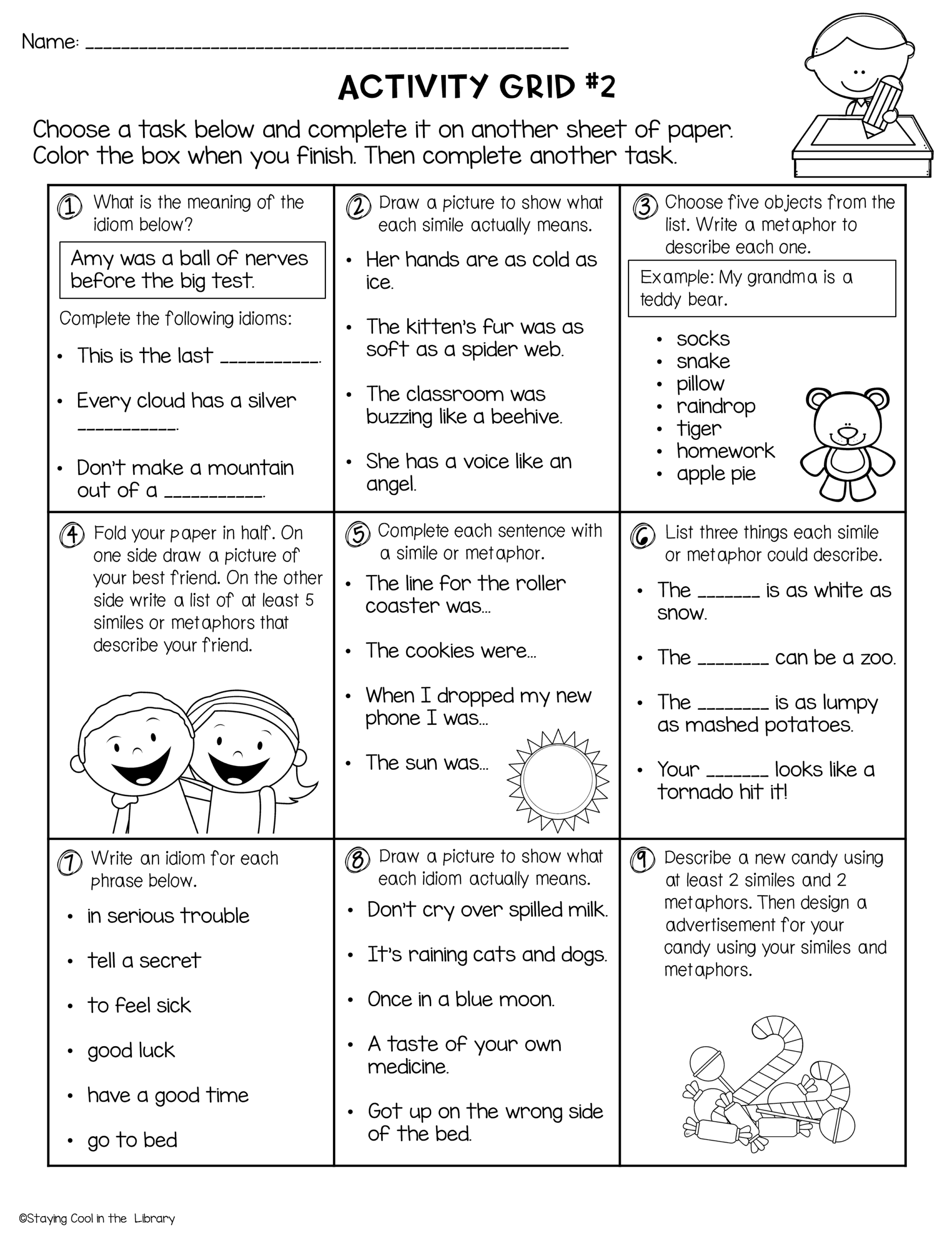 School Library Substitute Lessons And Activities