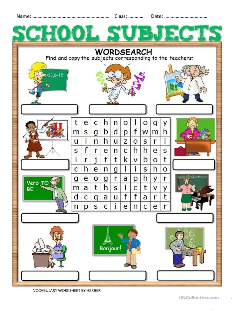 School Subjects Crossword Puzzle