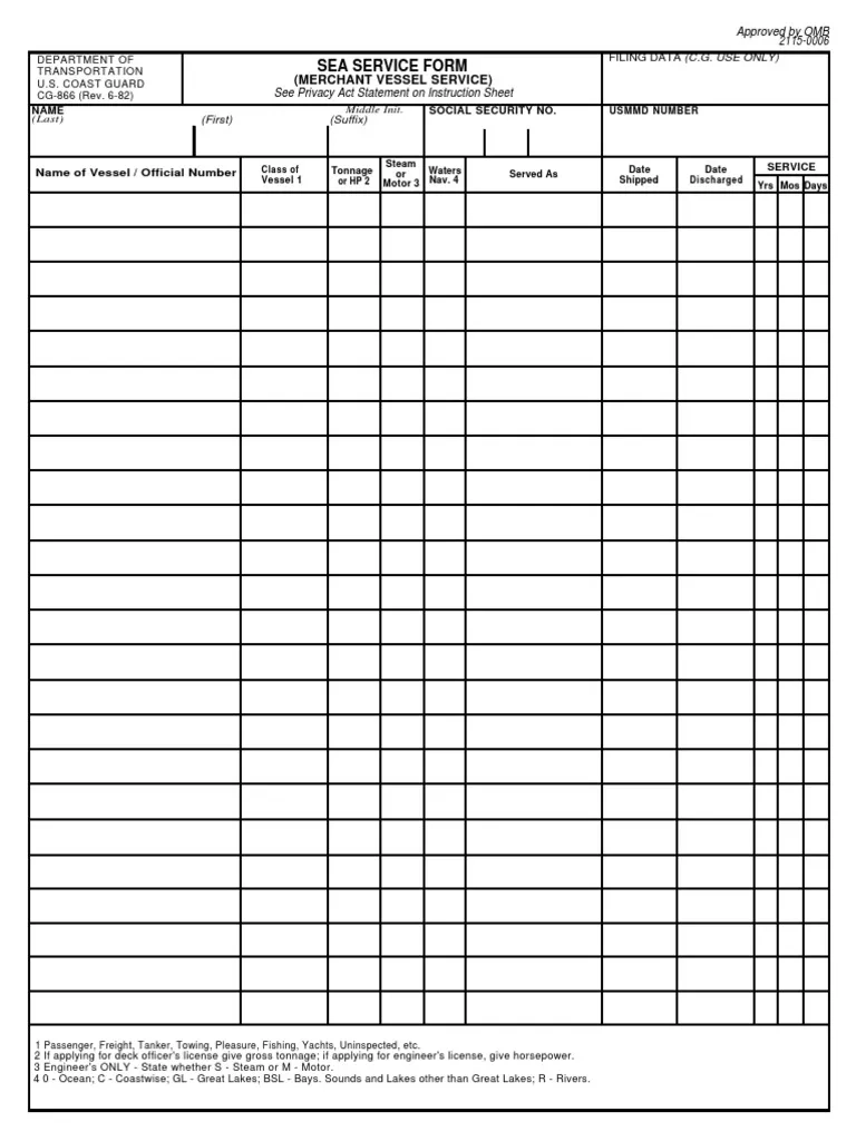 Printable Uscg Form 1258
