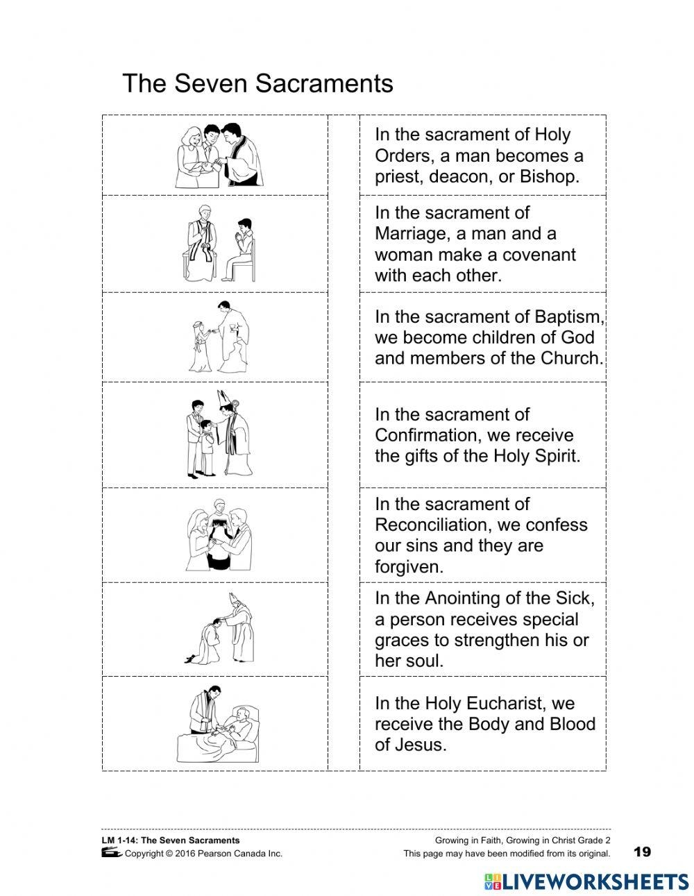 Free Printable 7 Sacraments Worksheet