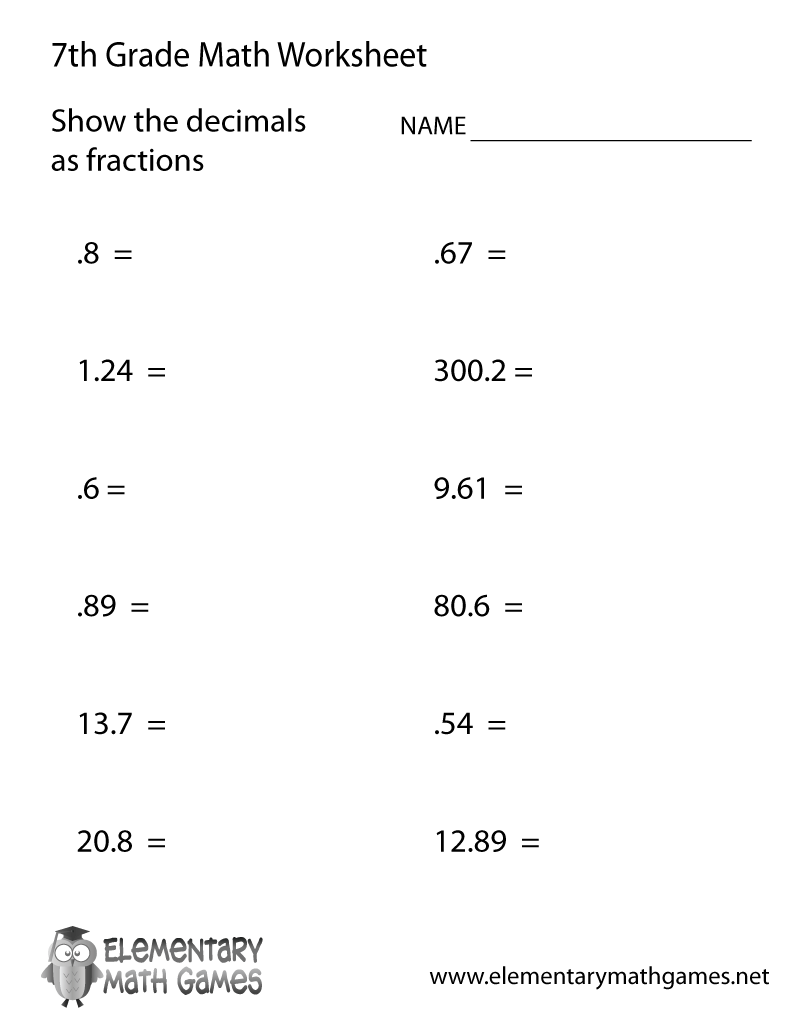 Free Worksheets Printables 7th Grade