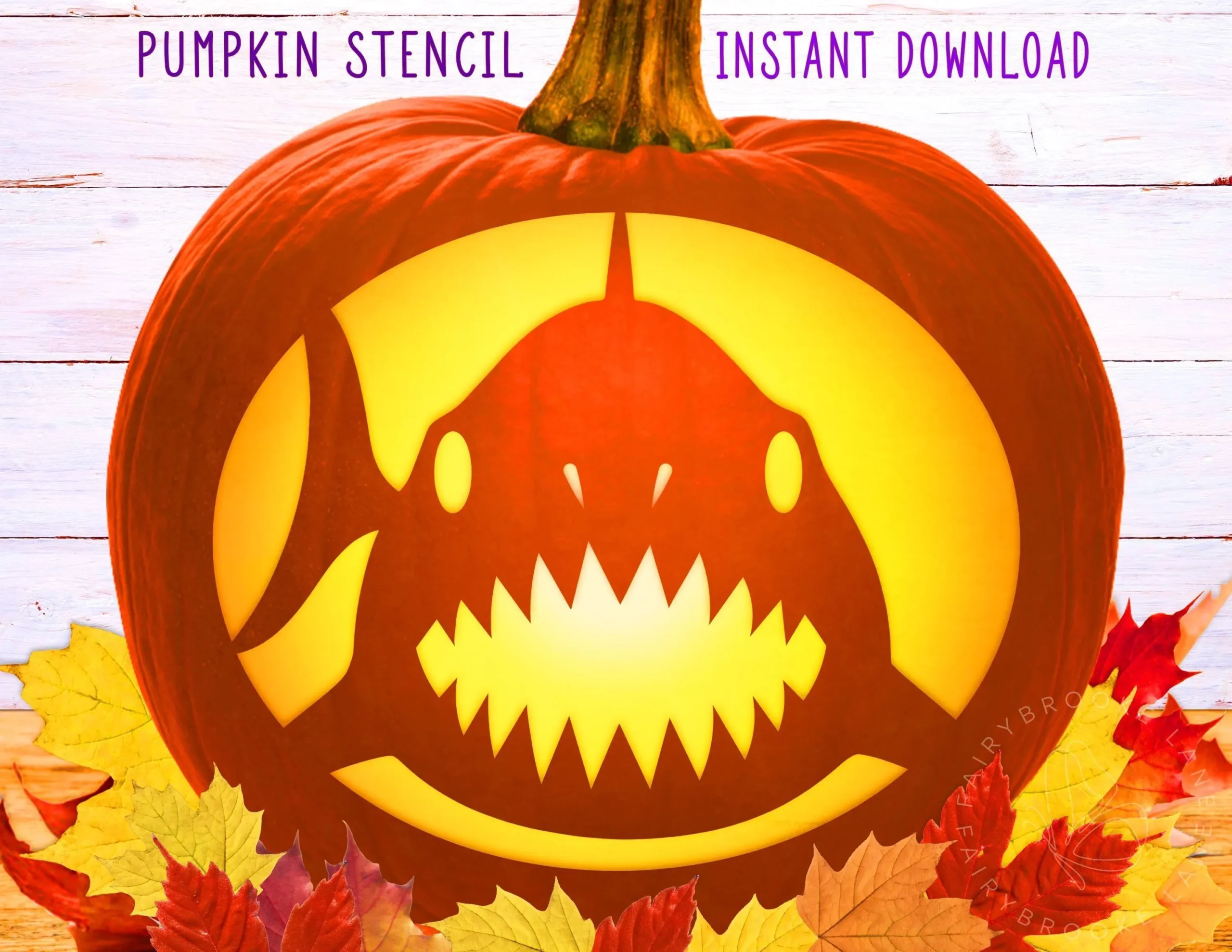 Shark Pumpkin Stencil Shark PRINTABLE Pumpkin STENCIL Shark 