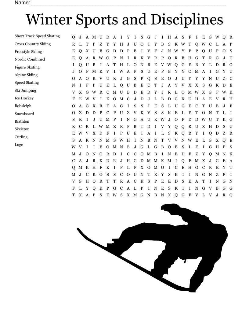 Skiing Vocabulary Crossword WordMint