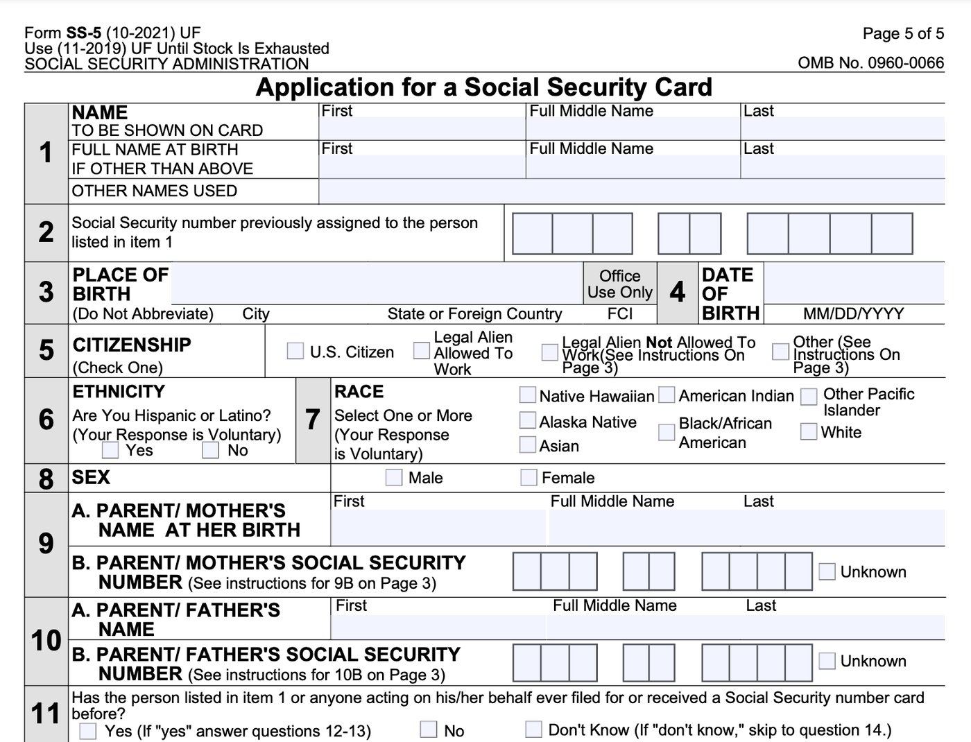 Social Security Form 8