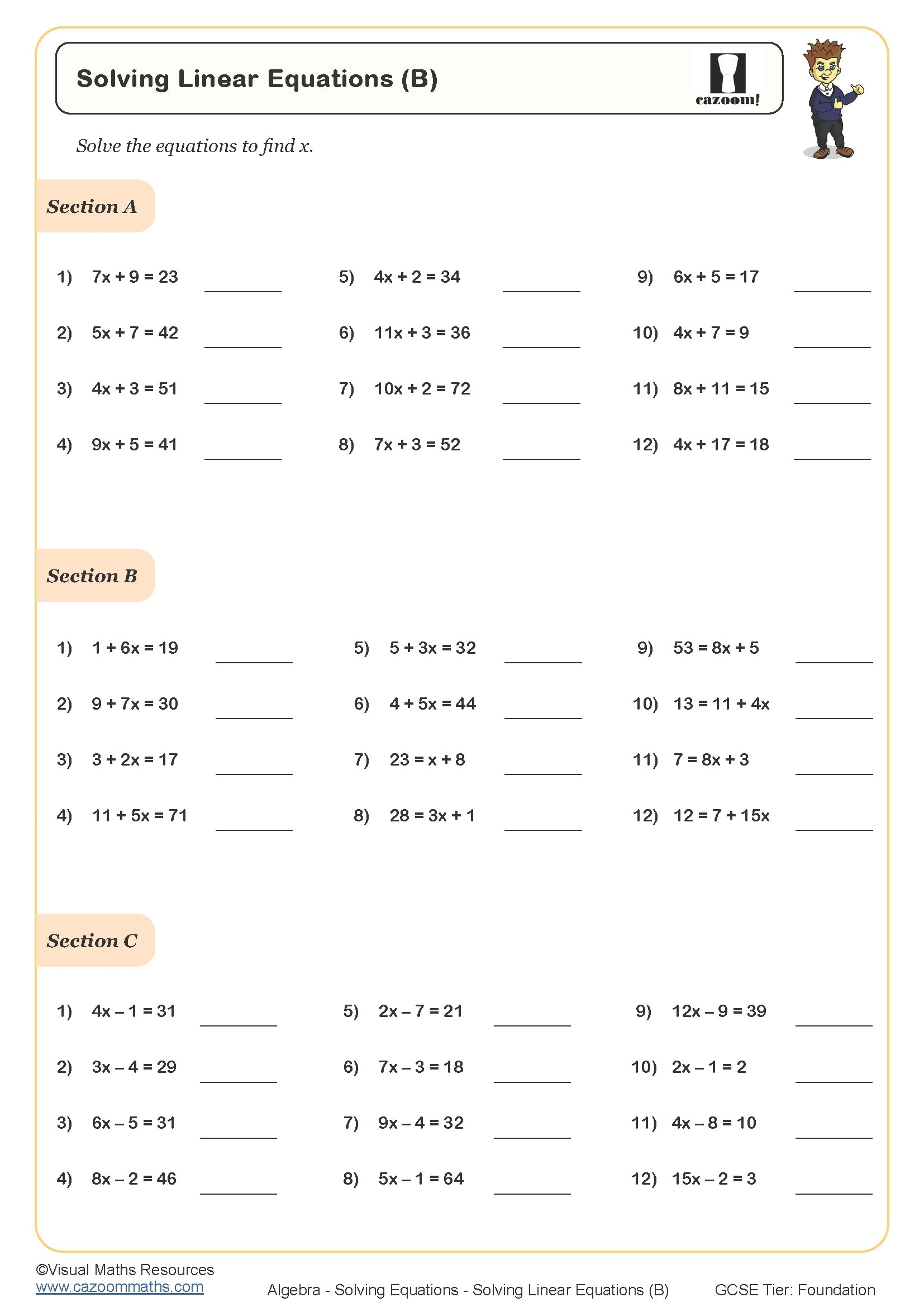 Basic Math Equations Worksheets Printable