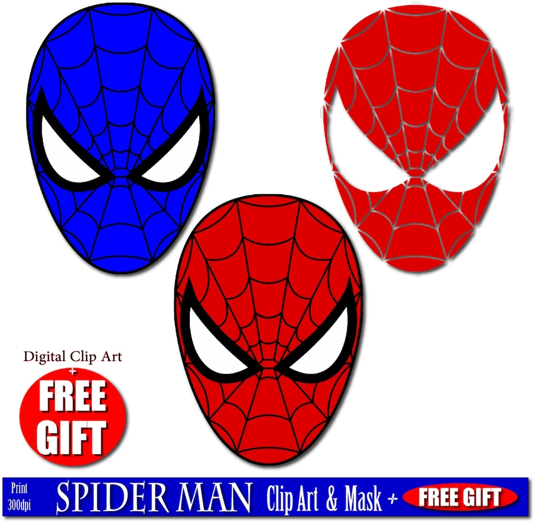 Spiderman Mask Clipart Printable Superhero Party Masks digital 
