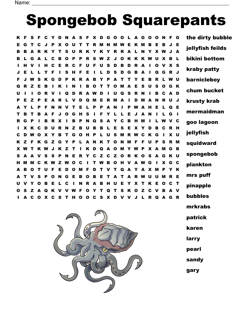 Spongebob Crossword Puzzle Printable