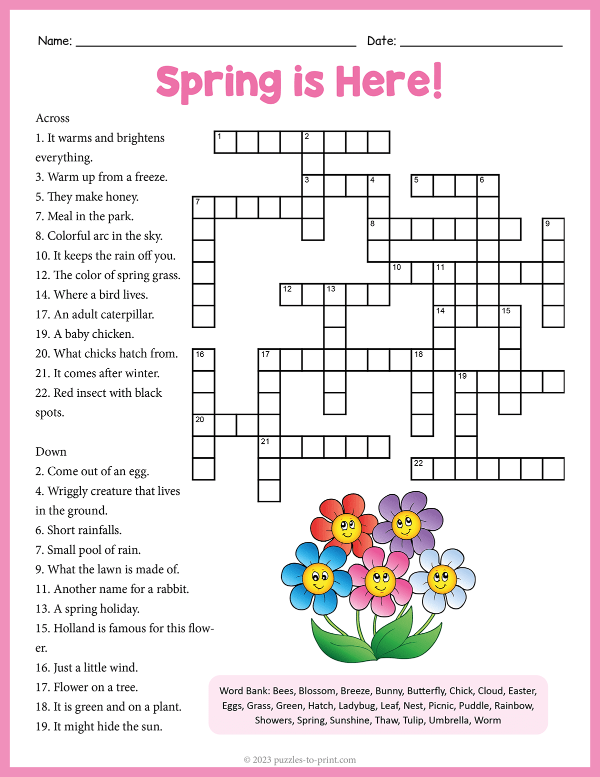 Free Spring Crossword Puzzles