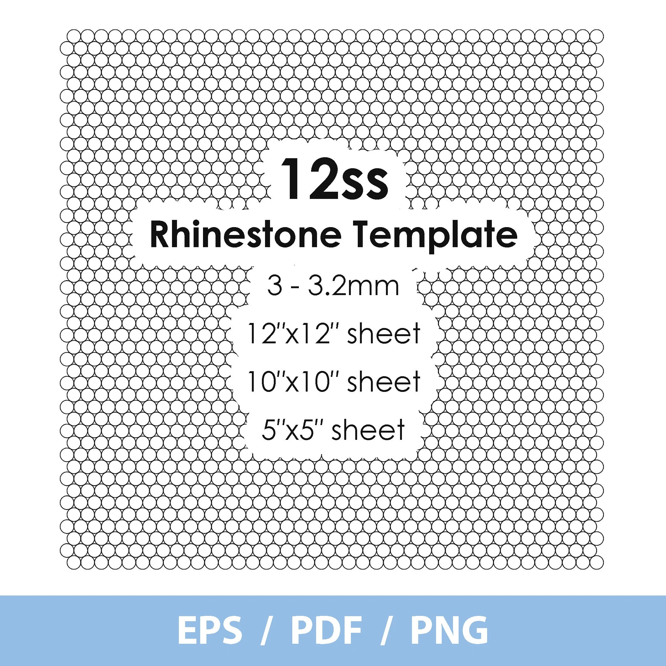 SS12 Rhinestone Sheet Template 12 Ss 3 3 2 Mm 12x12 Sheet 