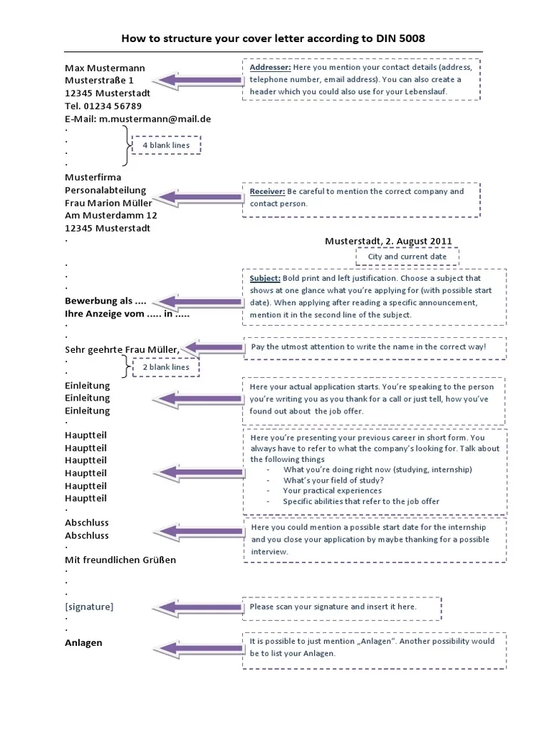 Standard DIN 5008 For Cover Letter Deutschland PDF Cyberspace 