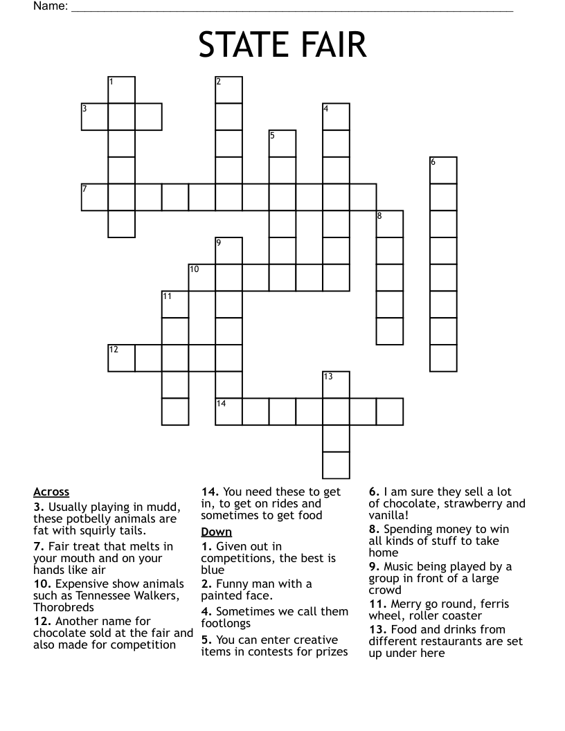 STATE FAIR Crossword WordMint