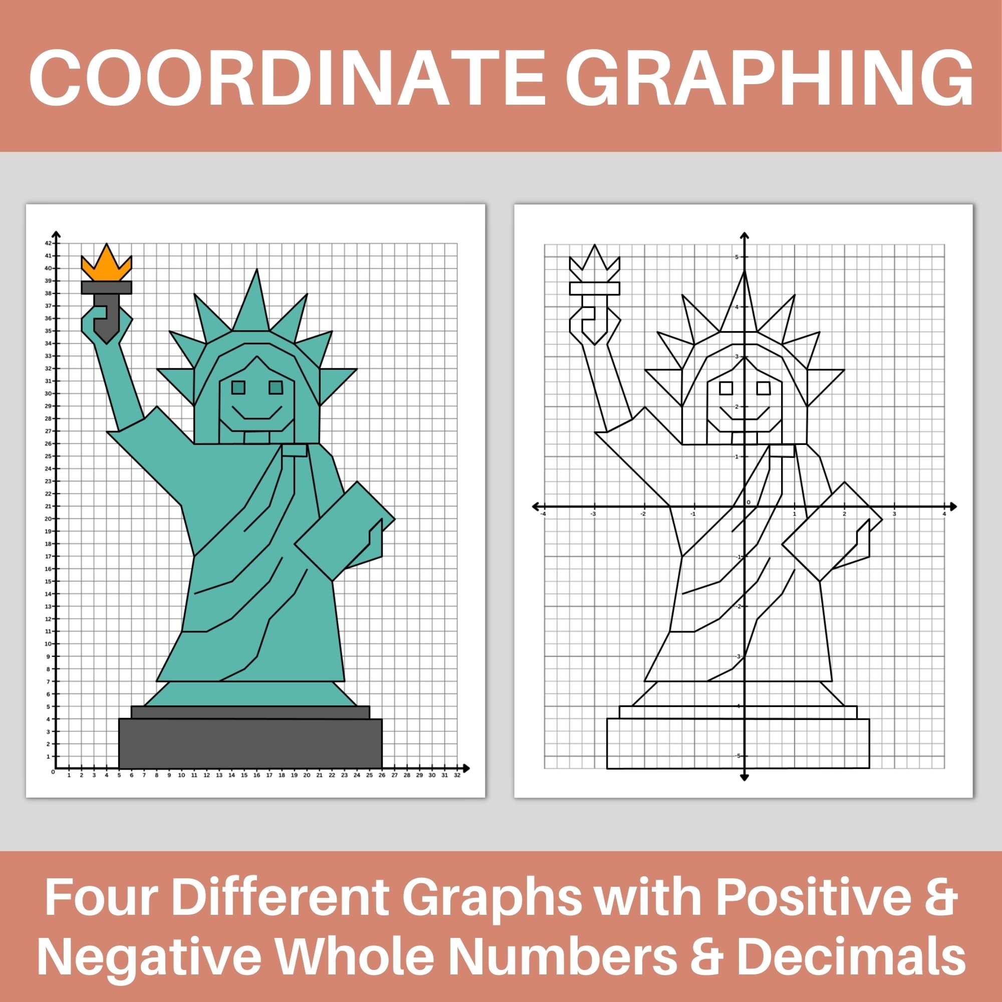 Statue Of Liberty USA Coordinate Graphing Plotting Points Ordered 