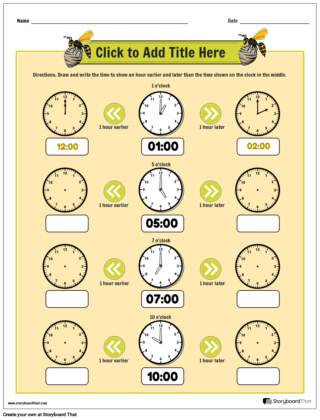 Storyboard That Free Elapsed Time Worksheets