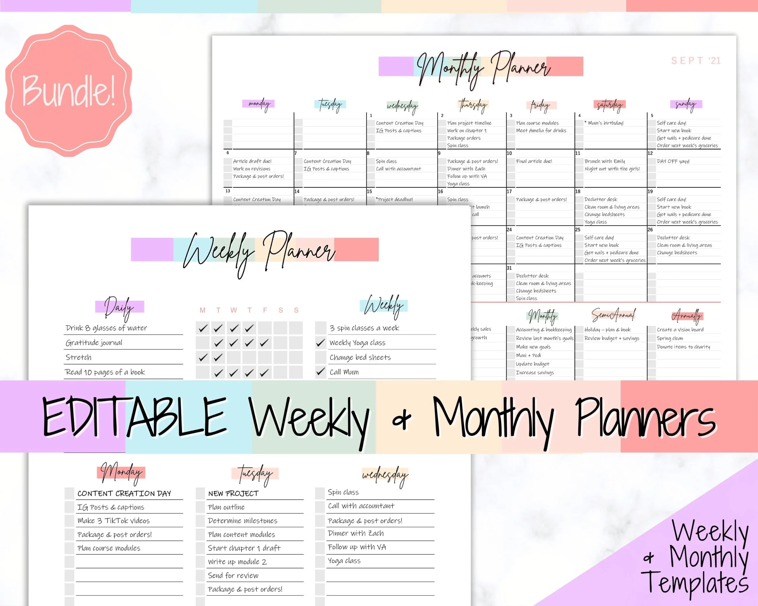 Student Planner Colorful Weekly amp Monthly Planner Template