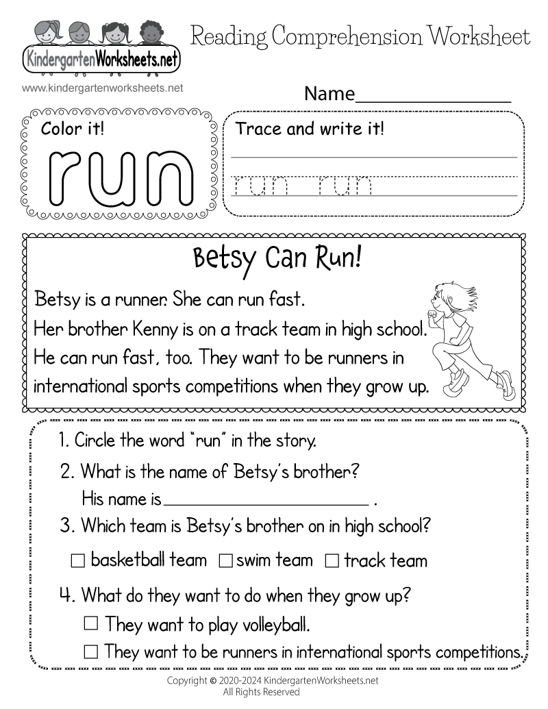 School Worksheets Printable Reading