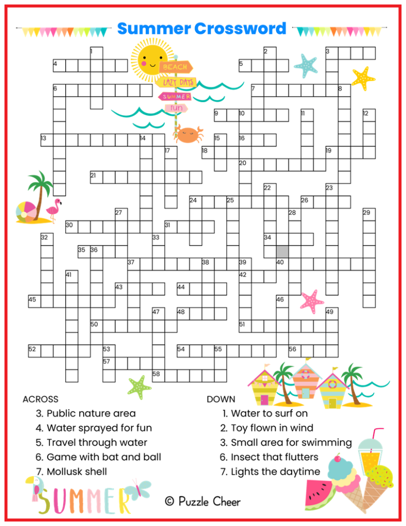 Free Printable Summer Crossword Puzzles