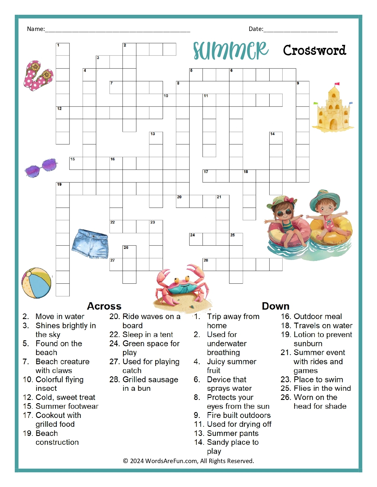 Printable Crossword Puzzles For Kids Age 8