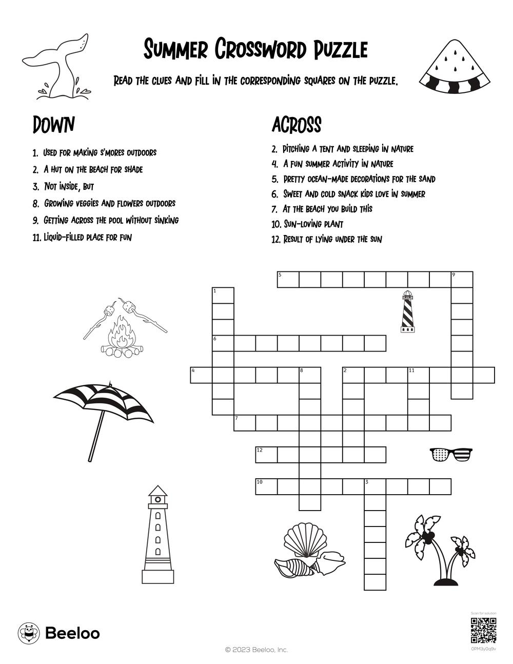 Crossword Puzzles Printable Free Kids Age 9